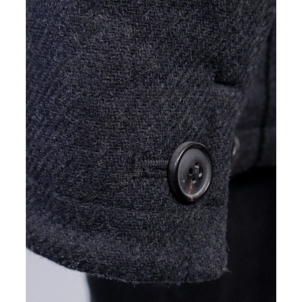 Banana Republic Coat PeaCoat Mens L Large Charcoal Gray Mario Bellucci Wool